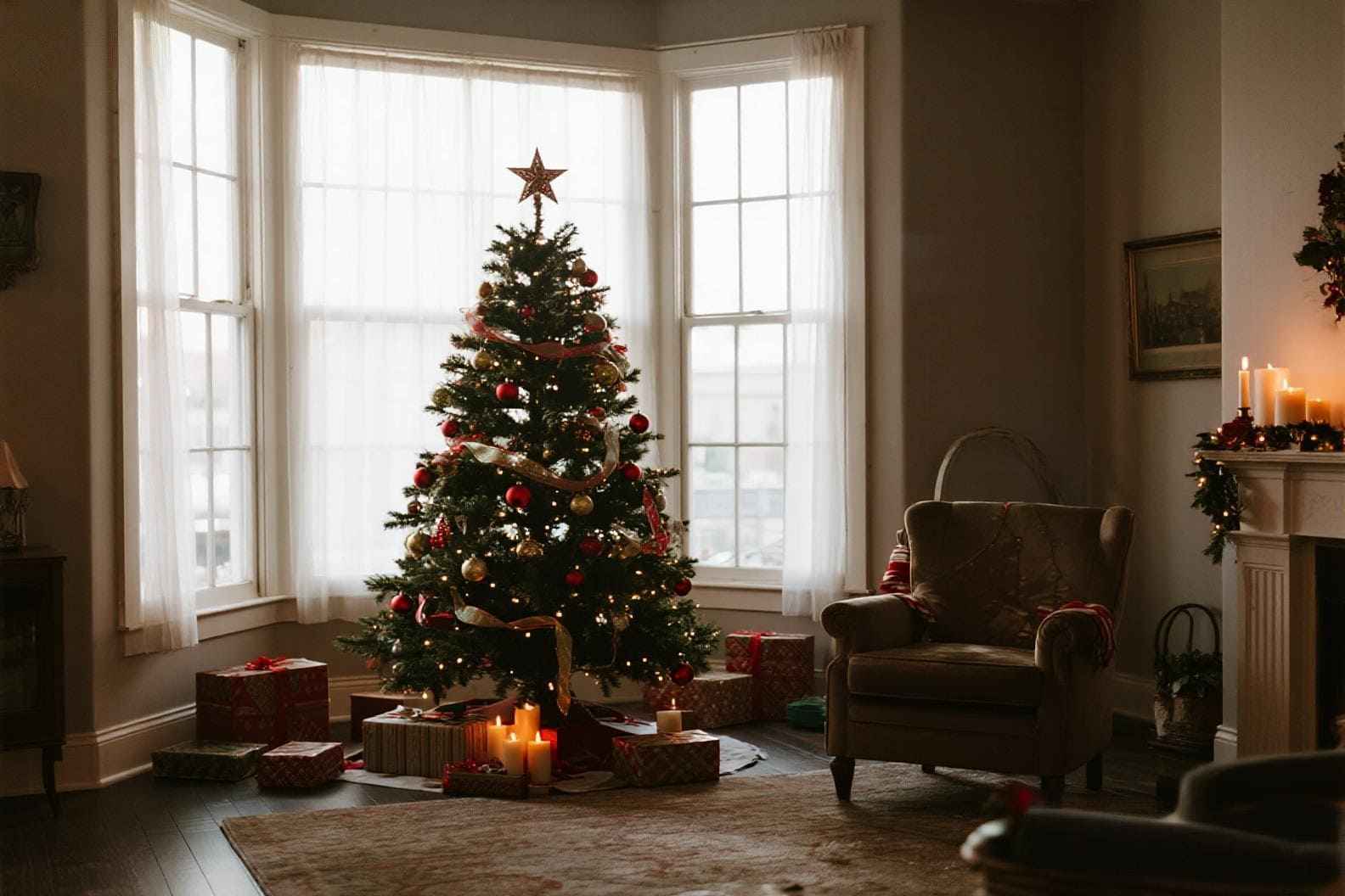 Sapin de Noël décoré intérieur