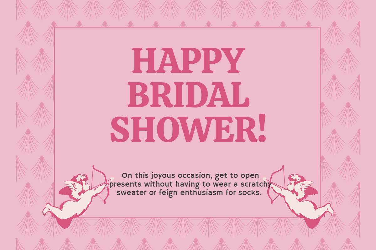 pink simple happy bridal shower card