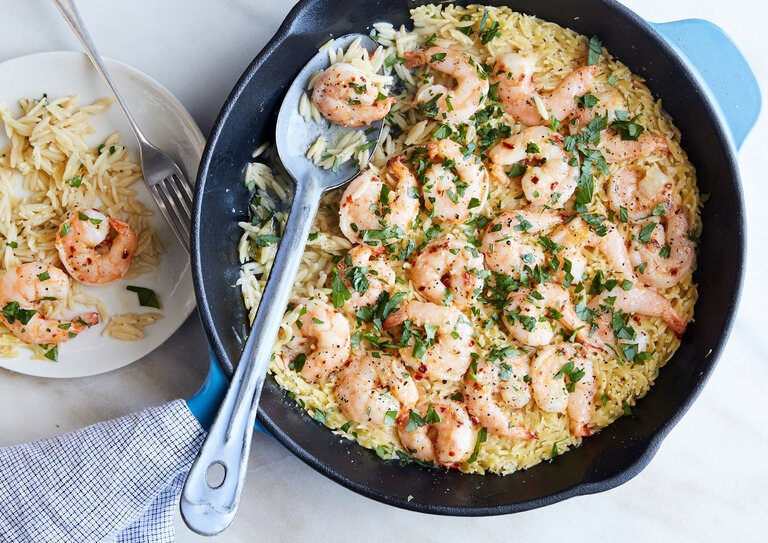 Skillet Shrimp and Orzo