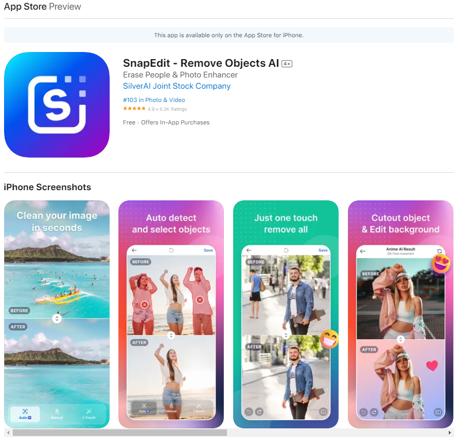 SnapEdit app photo enhancer