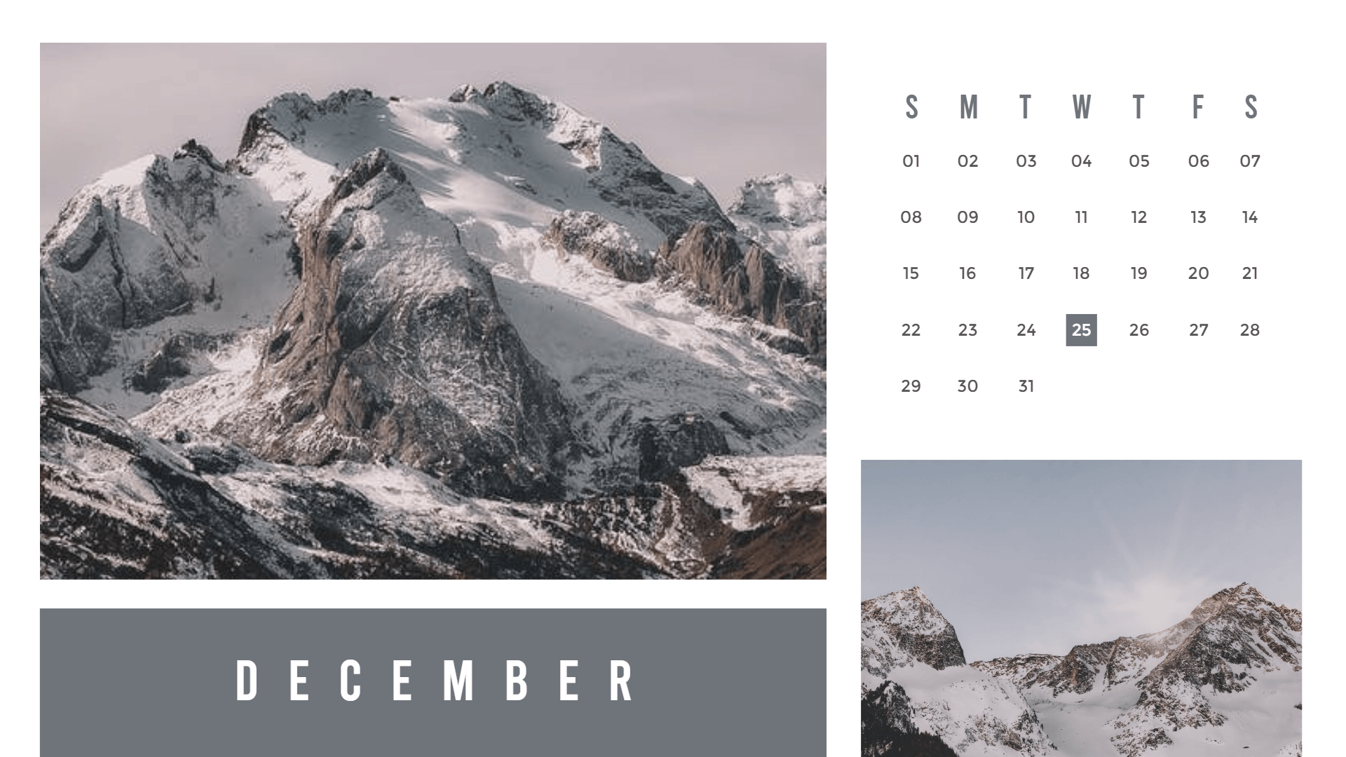 Snow Mountain Calendar