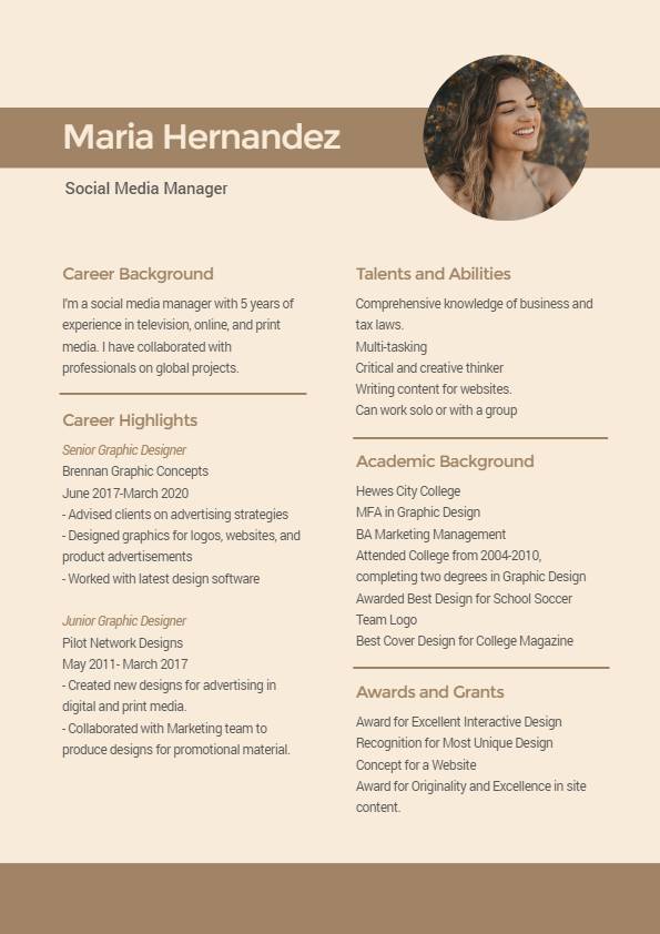 retro resume template from fotor