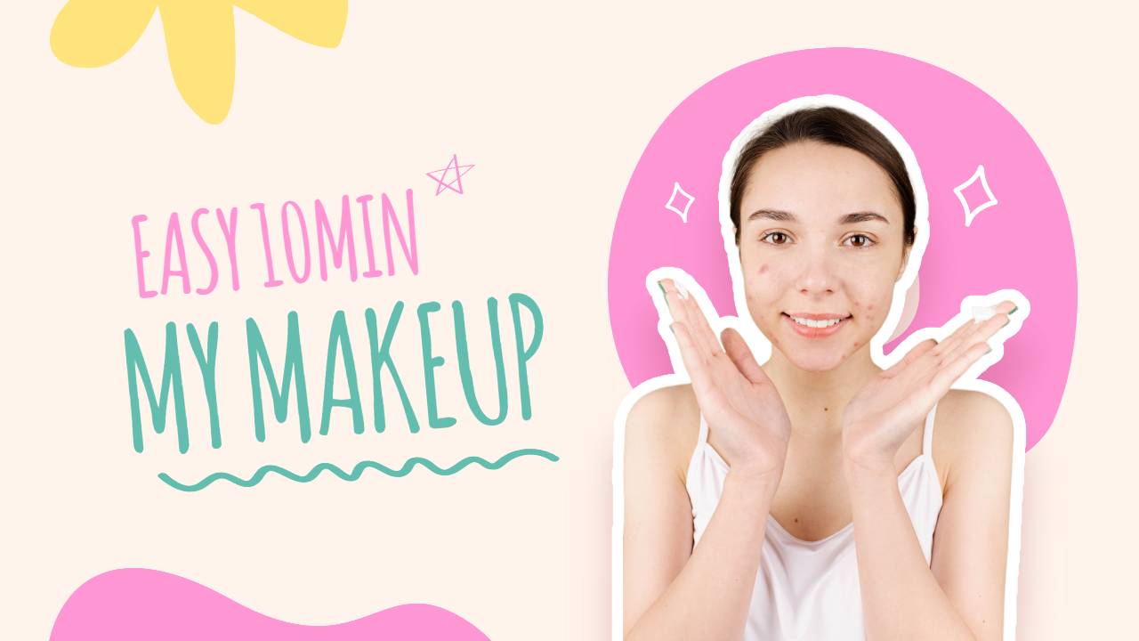 soft pink youtube thumbnail of makeup tutorial
