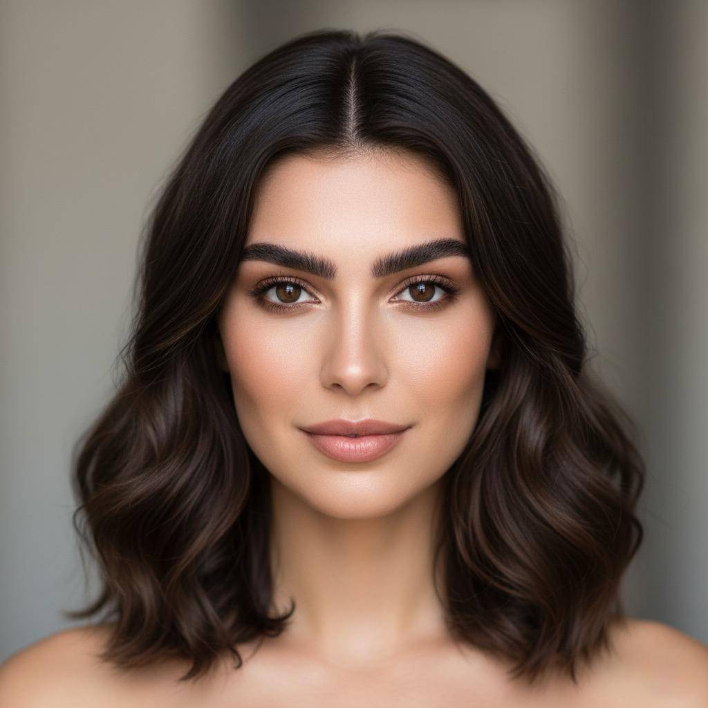 Sourcils épais et naturels pour femme avec visage long