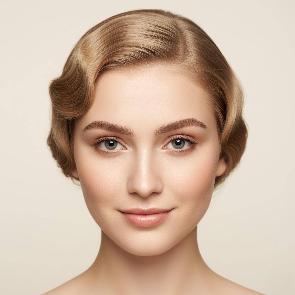 Sourcils fins et longs dans un style rétro pour femme avec visage en cœur