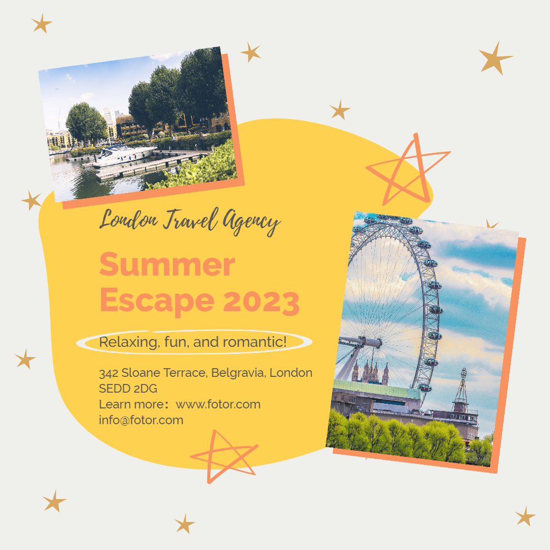 a summer trip poster with two photos