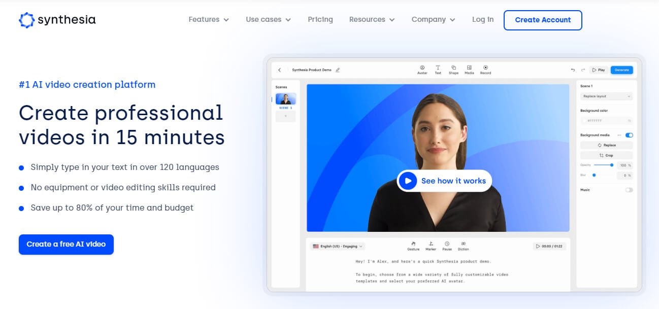 Synthesia - AI Video Creation Website