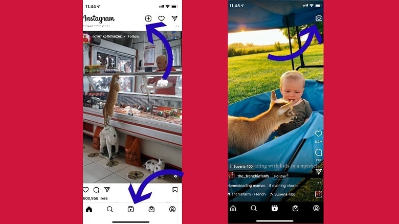 The steps to open Instagram Reels