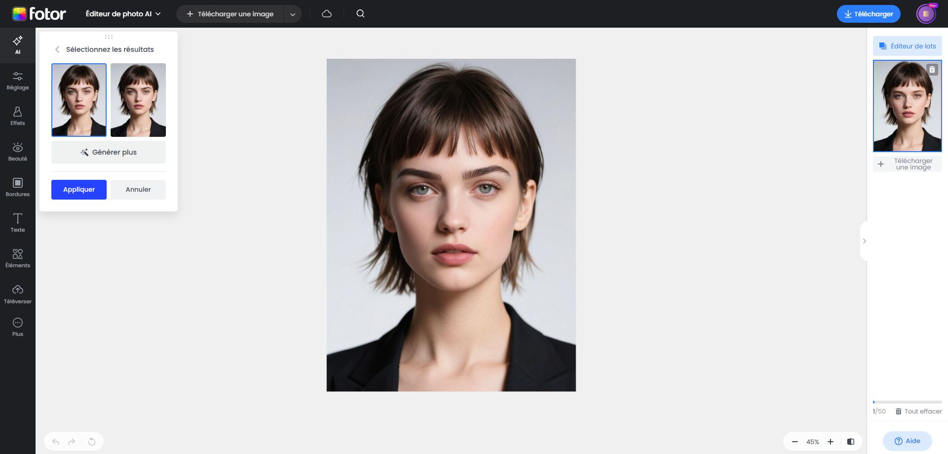 Troisième étape décrire les sourcils souhaités et appliquer