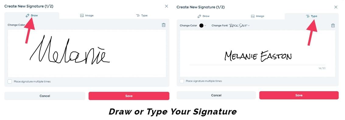 Type or draw your name using mouse to create a digital signature