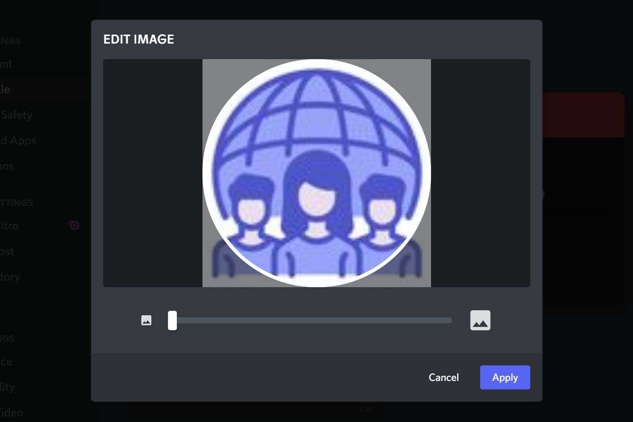 Upload a new profile picture to Discord