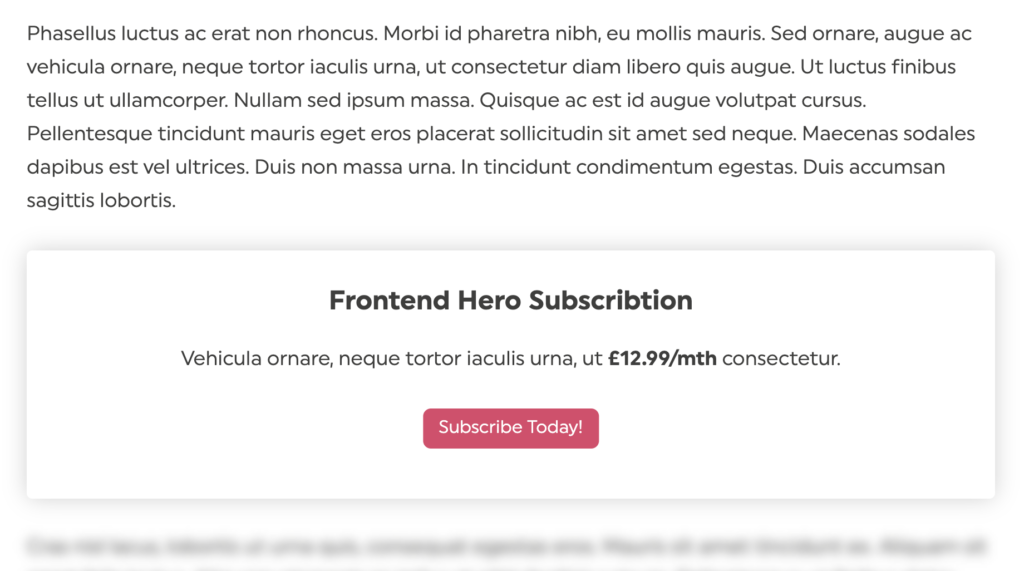 Users need to subscribe to read blurred text content on a website