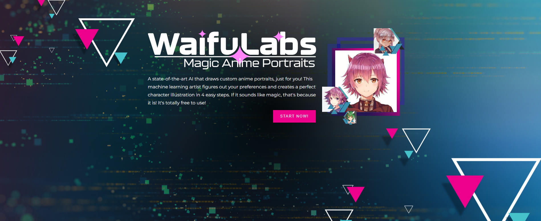 waifu labs' homepage to generate anime characters