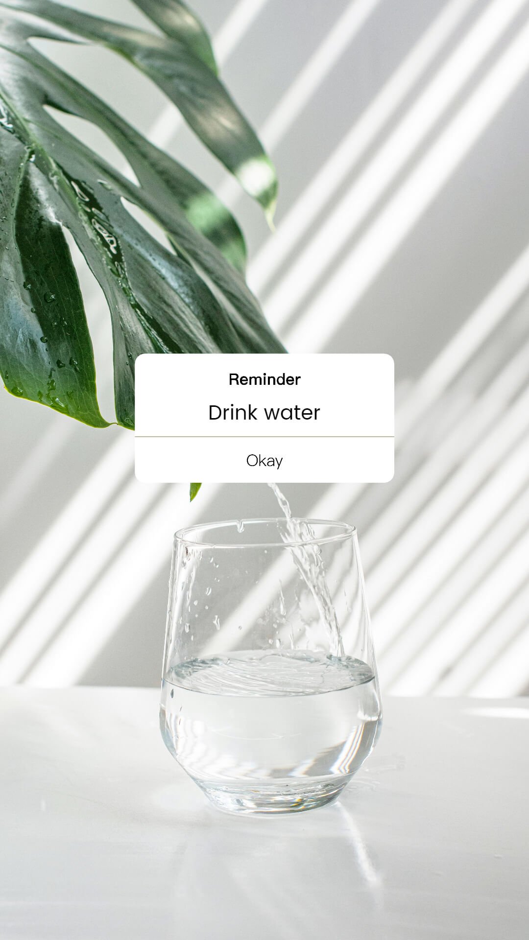 White Minimal Drink Water Reminder Wallpaper for Phone