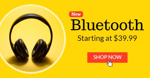 Yellow Bluetooth Sale Banner Ad by Fotor