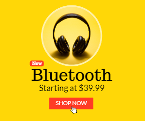 yellow bluetooth sale banner ads template