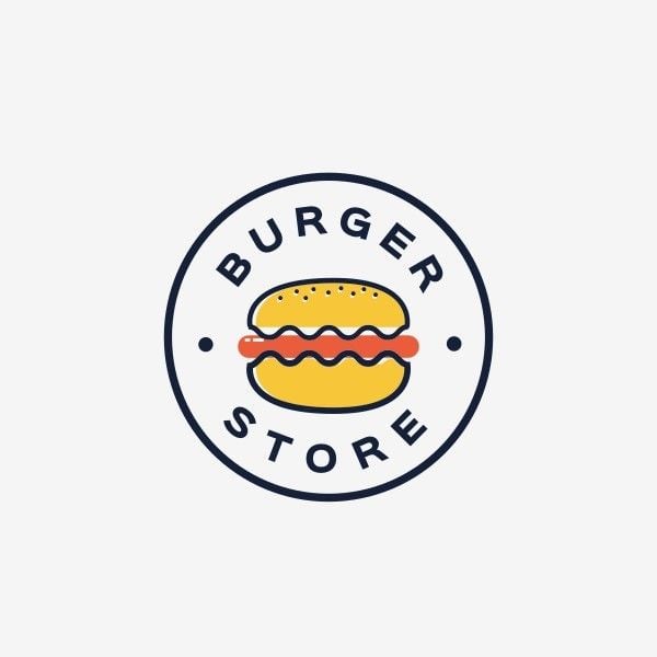 Yellow Illustration Fast Food Burger Store Logo Template