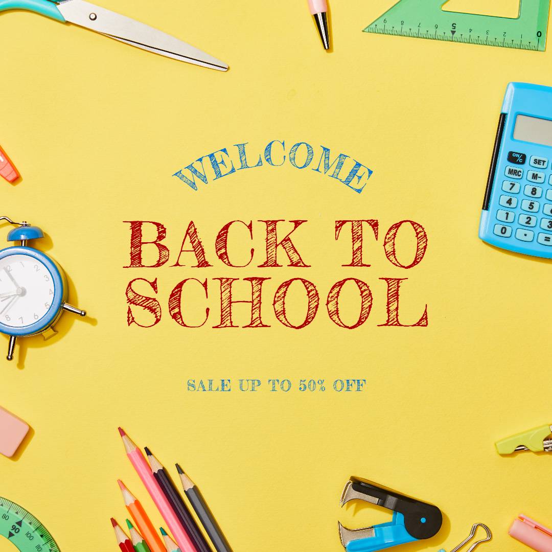 Yellow Simple Modern Back To School Sale template