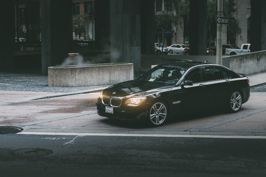 a black car on the street