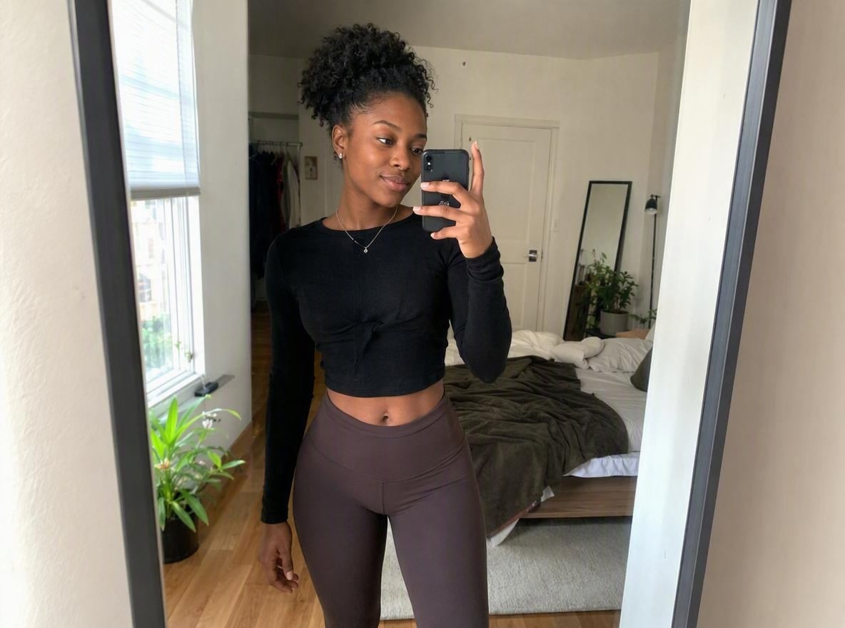 a black girl taking a selfie in front of a mirror