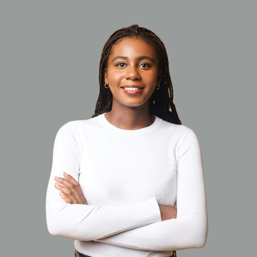 a black woman portrait with a gray background