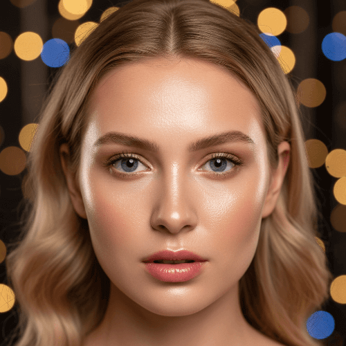 a blond girl with classy skin makeup