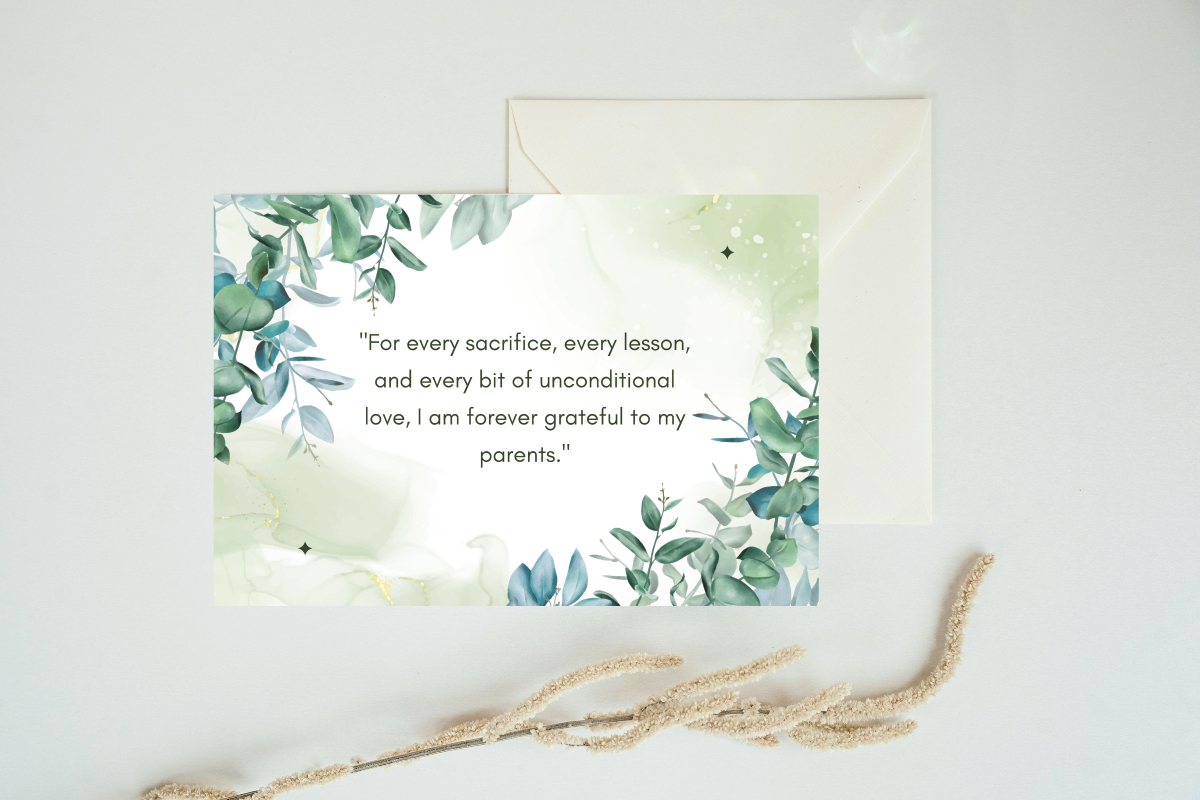 a card with parents quotes