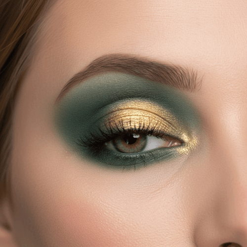a close up picture of green gold halo eye