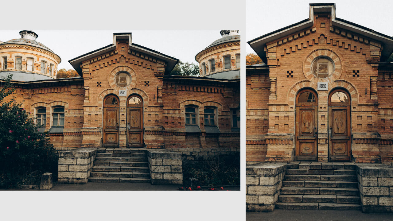a comparison image of travel architecture in landscape and portrait orientation