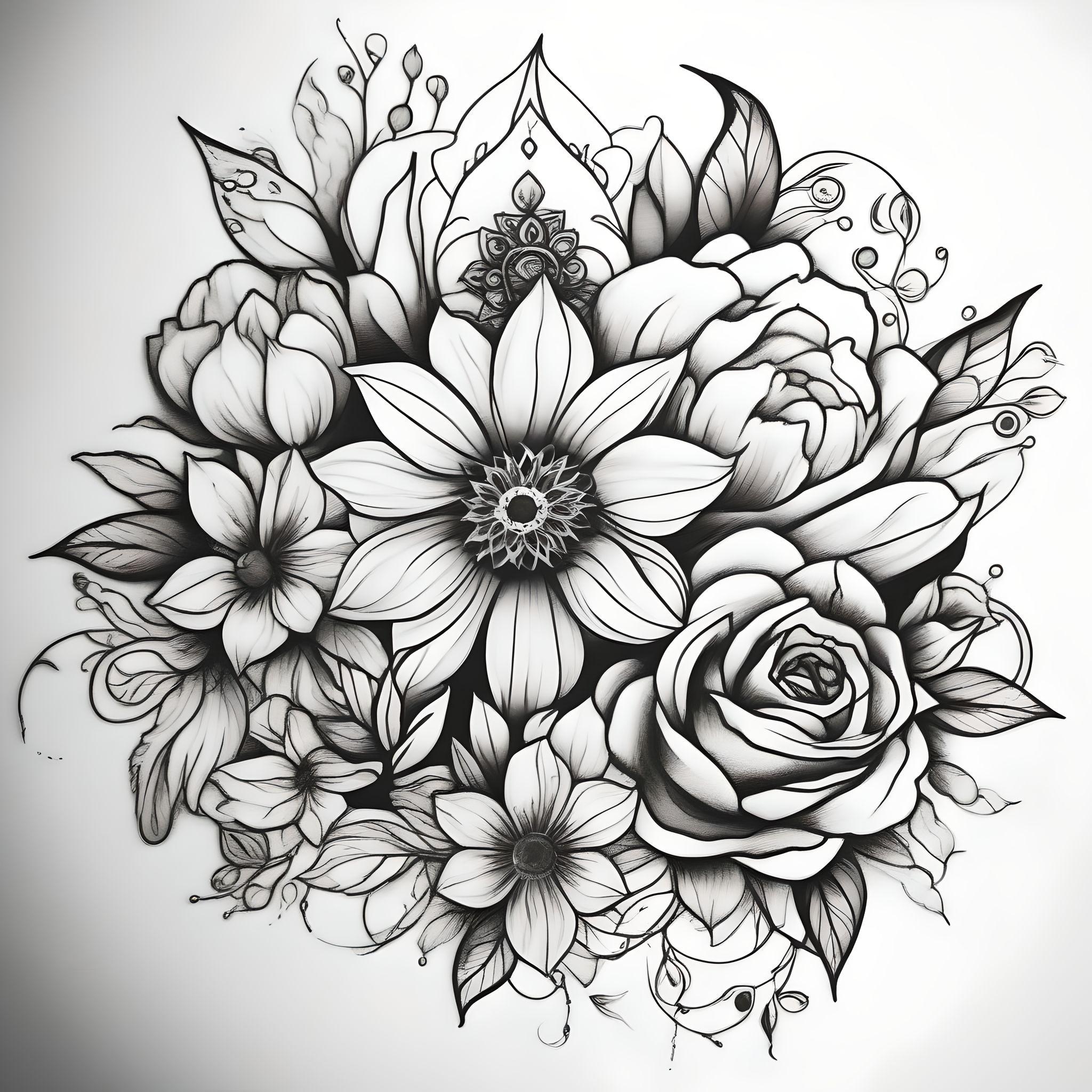 a family tattoo for woman of flower