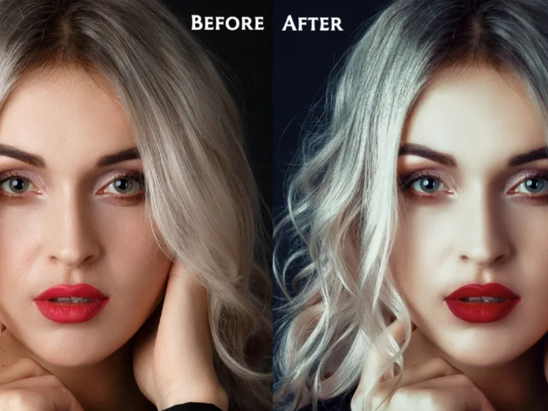 a female with the retouched effect