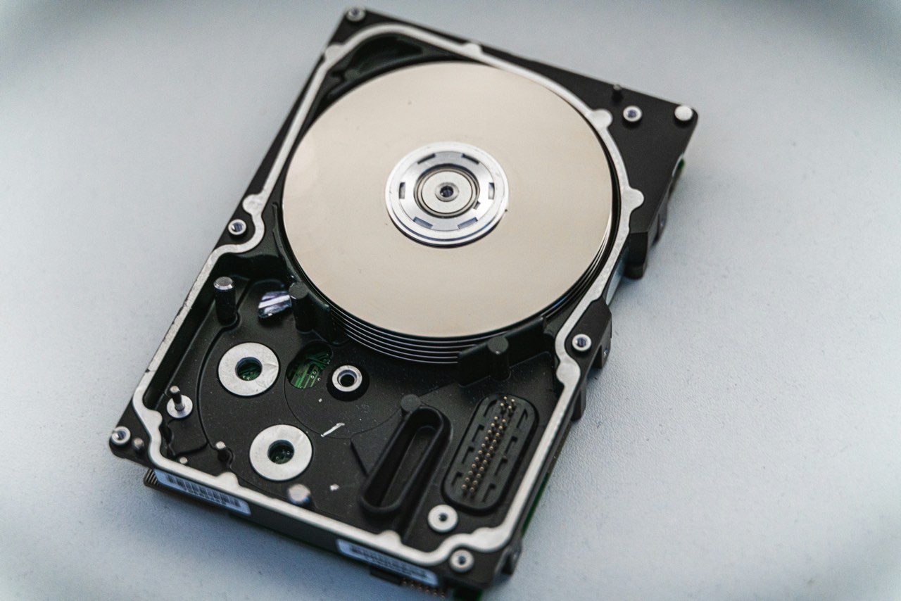 a hard drive on the desk