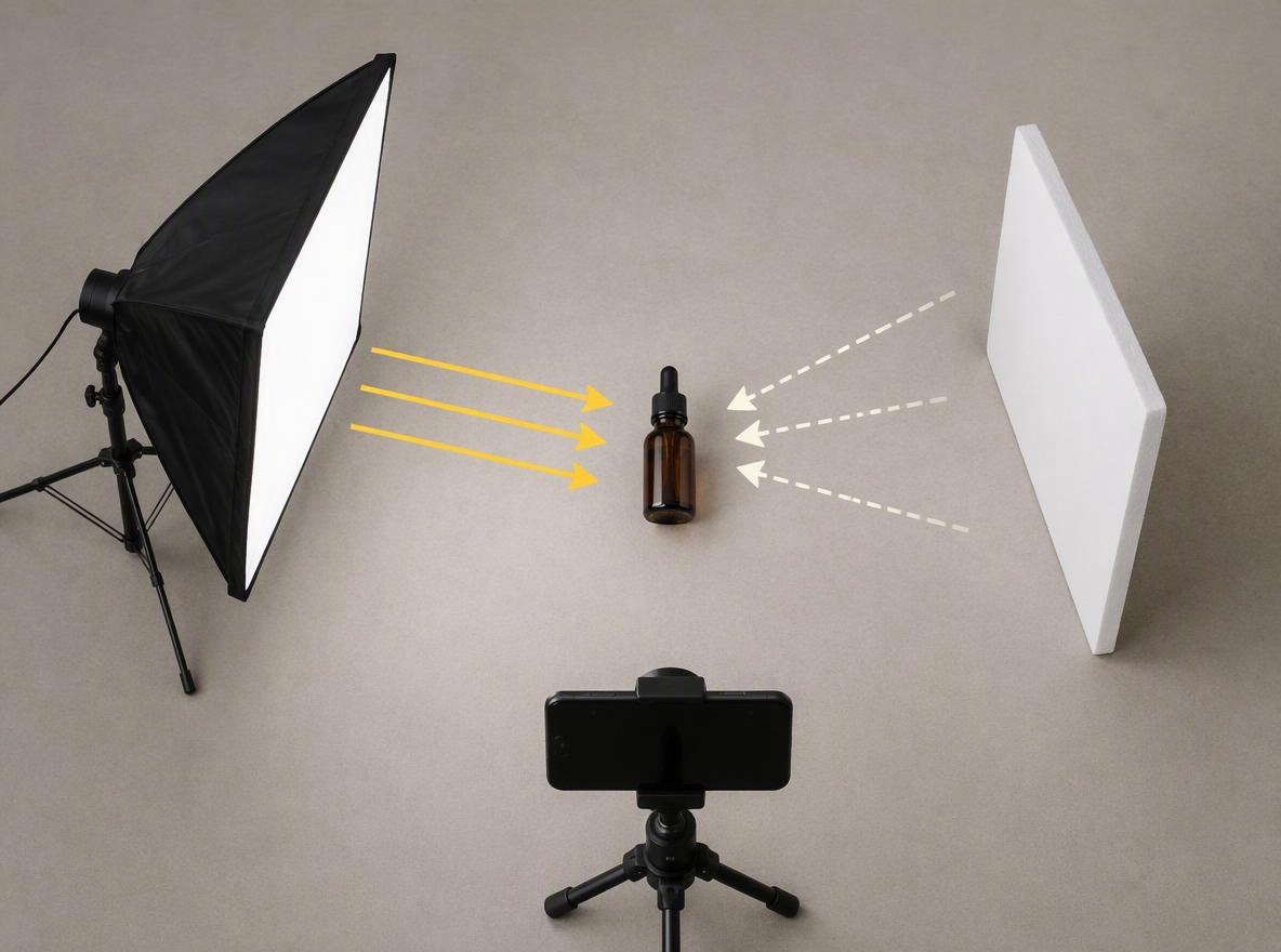 a picture showing how to prepare the light for product shooting