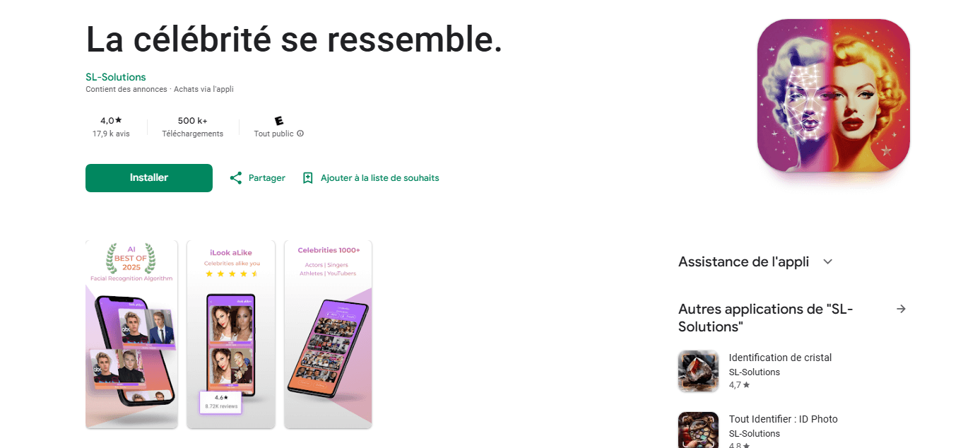 a quelle celebrite je ressemble en ligne avec appli la celebrite se ressemble