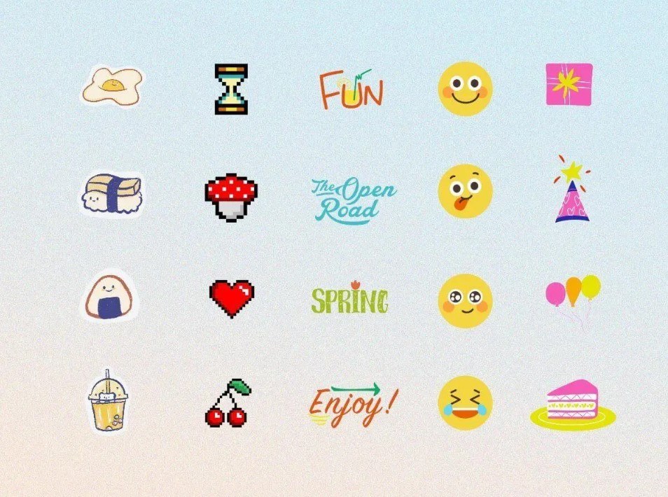 a set of cartoon stickers