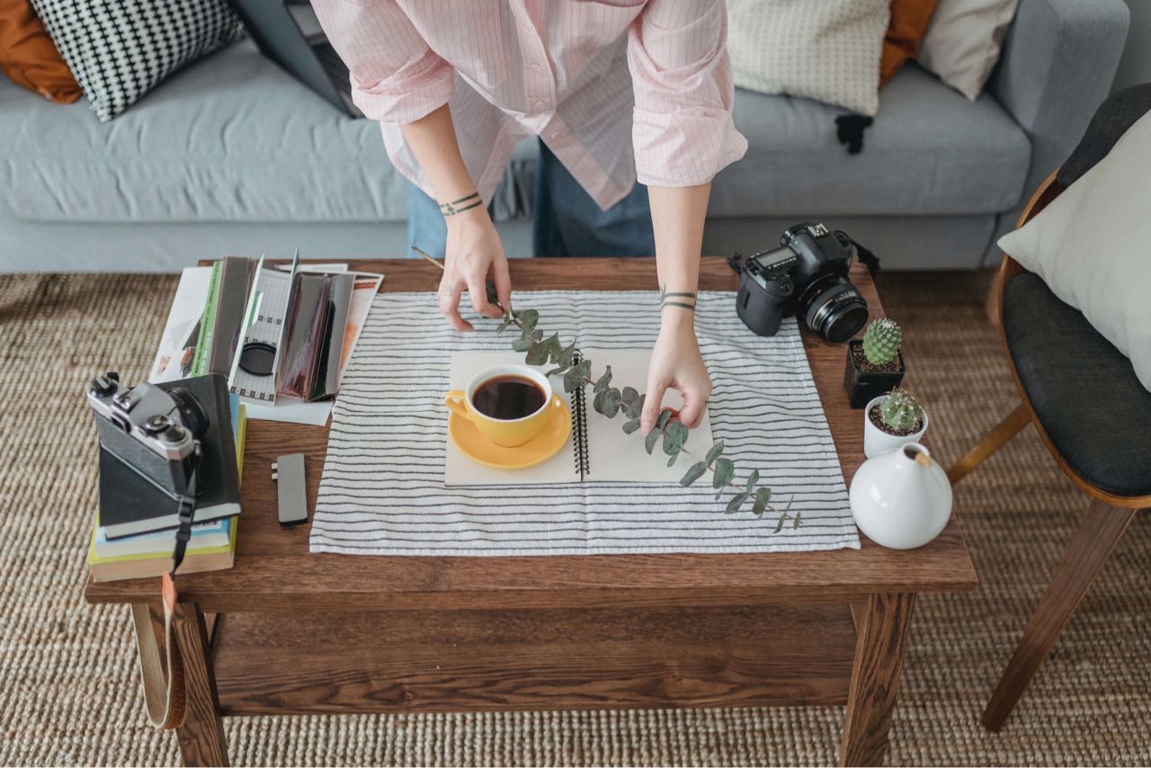 a woman composing the photo