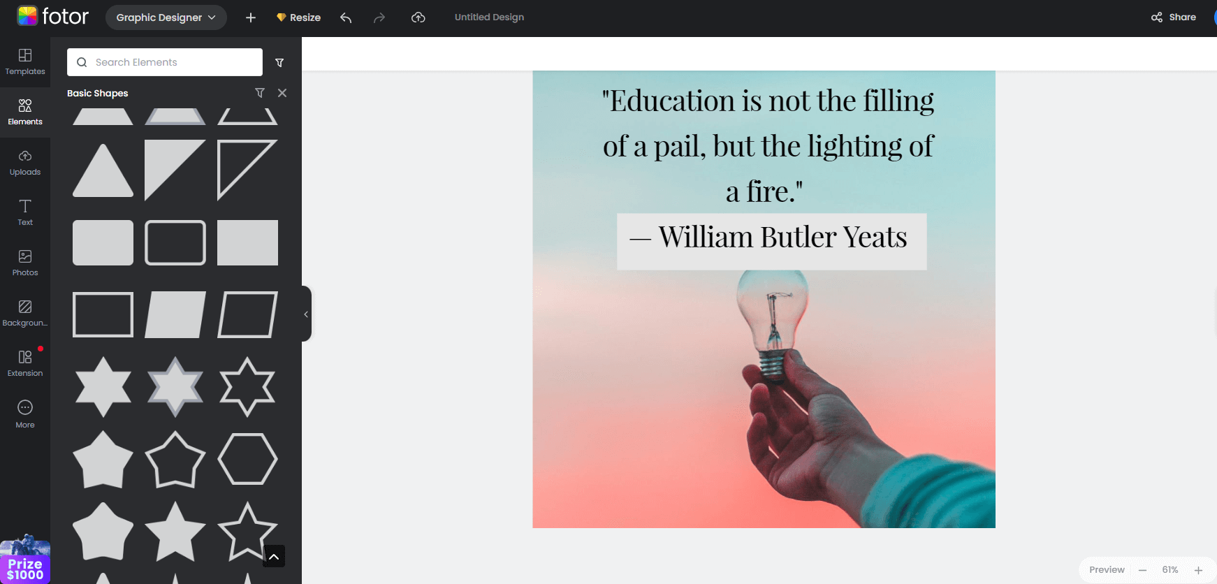 add basic shape to highlight the notable figure who speaks this education quote
