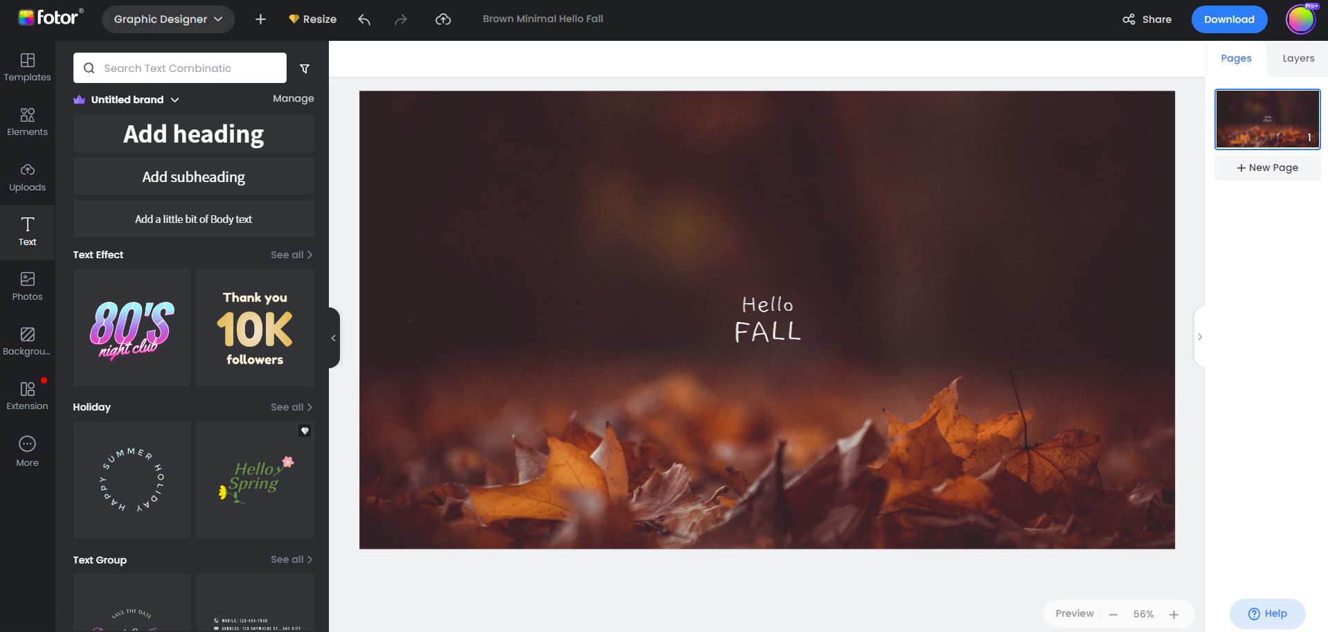 add captions to fall images using fotor online image captioner