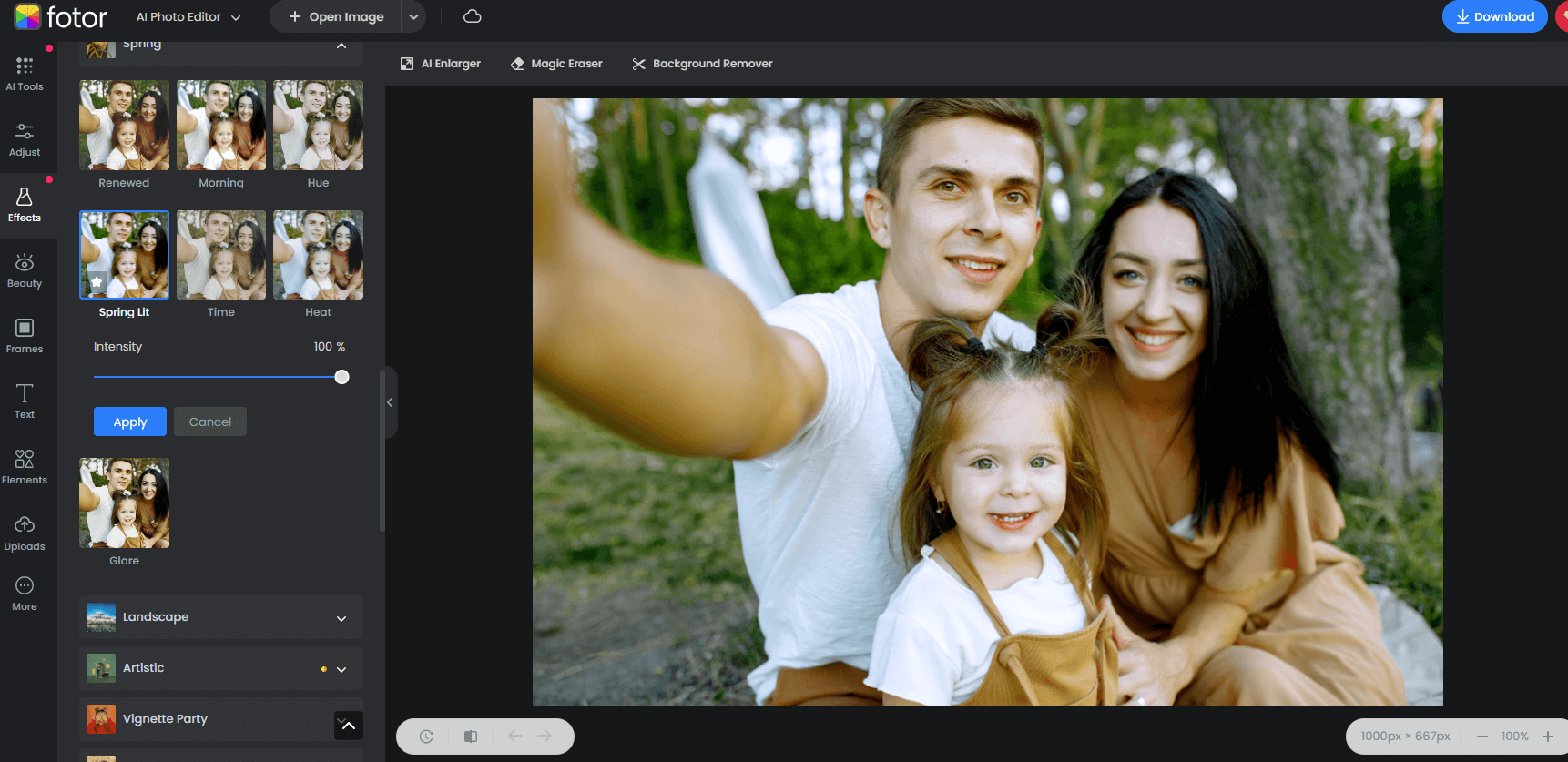 add filter to the family summer photo