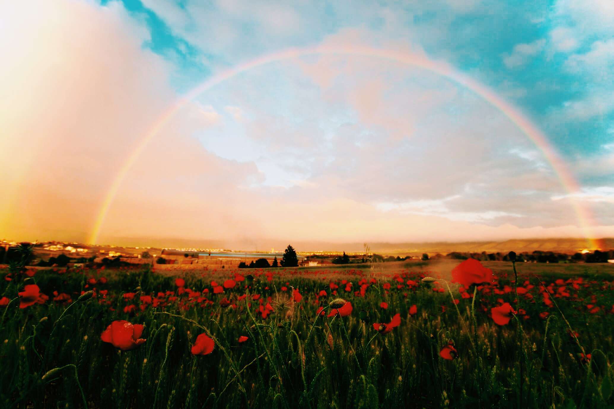 add landscape filter to a rainbow photo