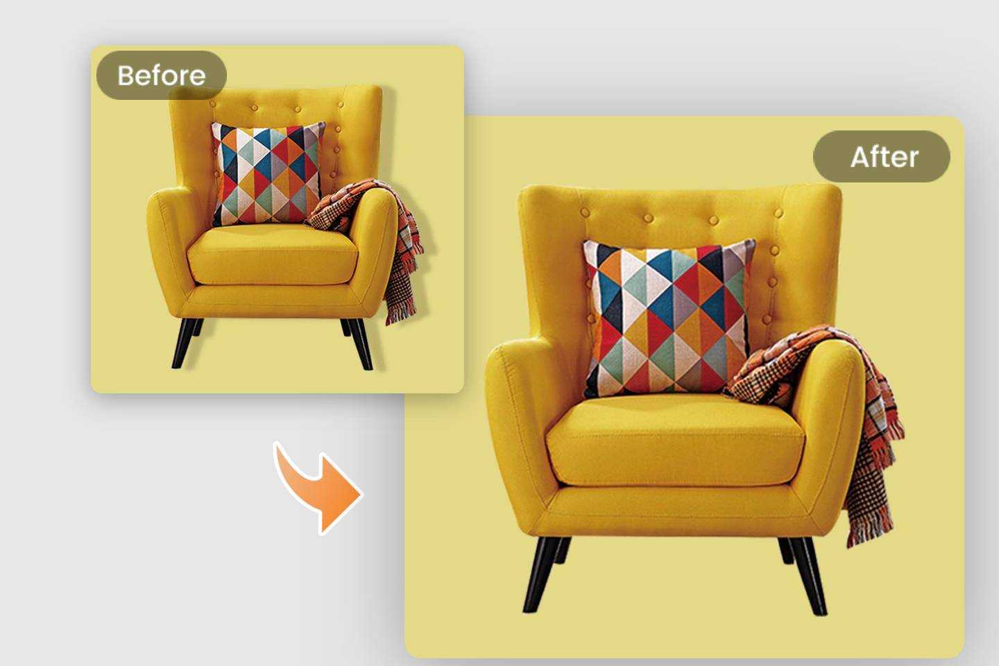 add shadow to yellow sofa with fotor shadow maker