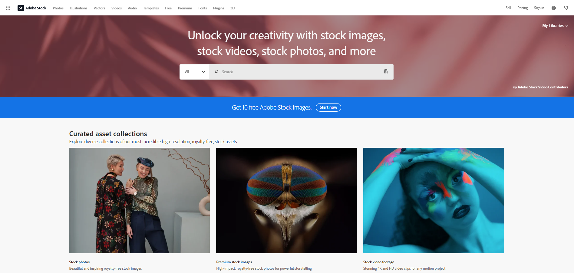 adobe stock homepage