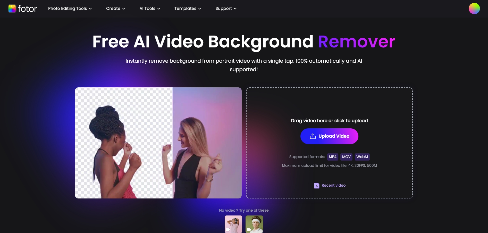 ai video background remover from fotor