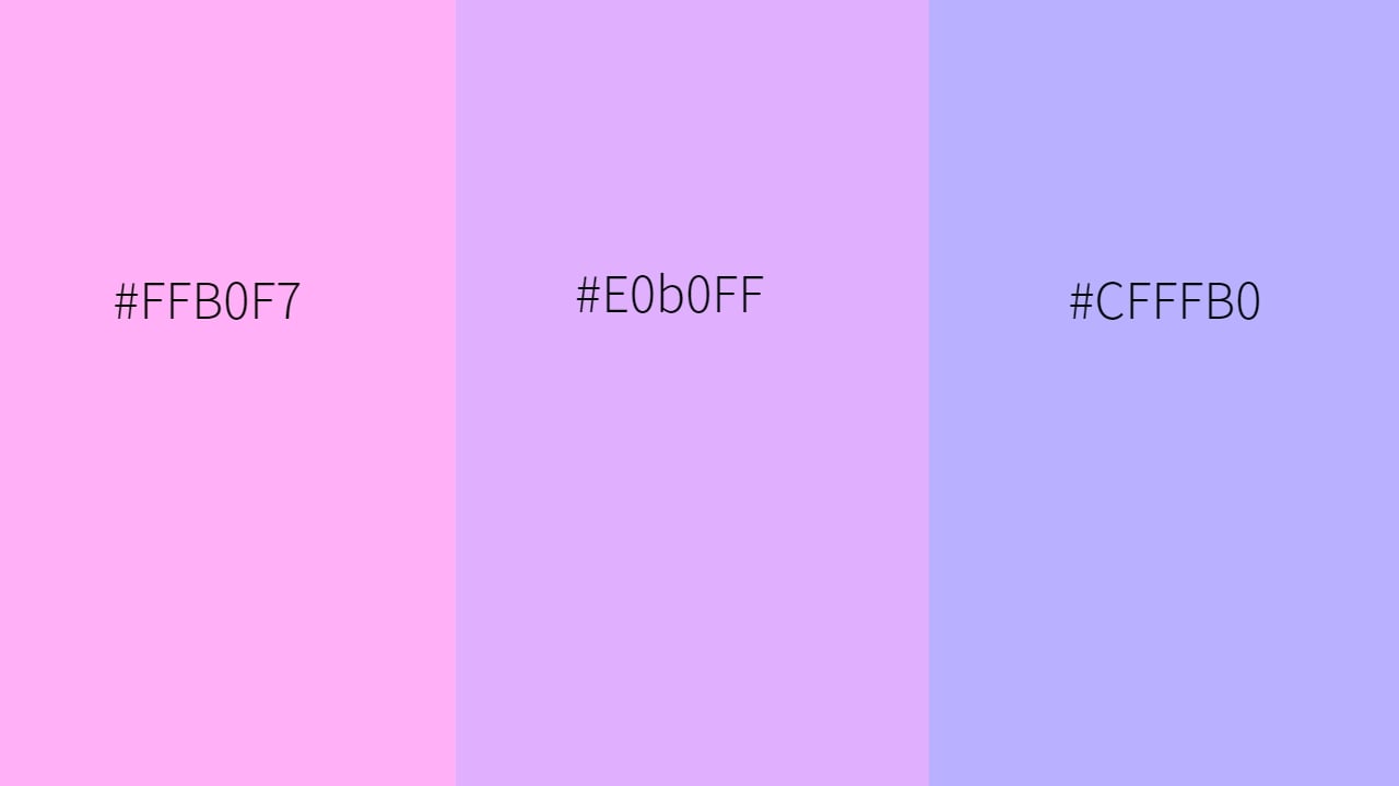 analogous colors ffb0f7, b9b0ff and e0b0ff
