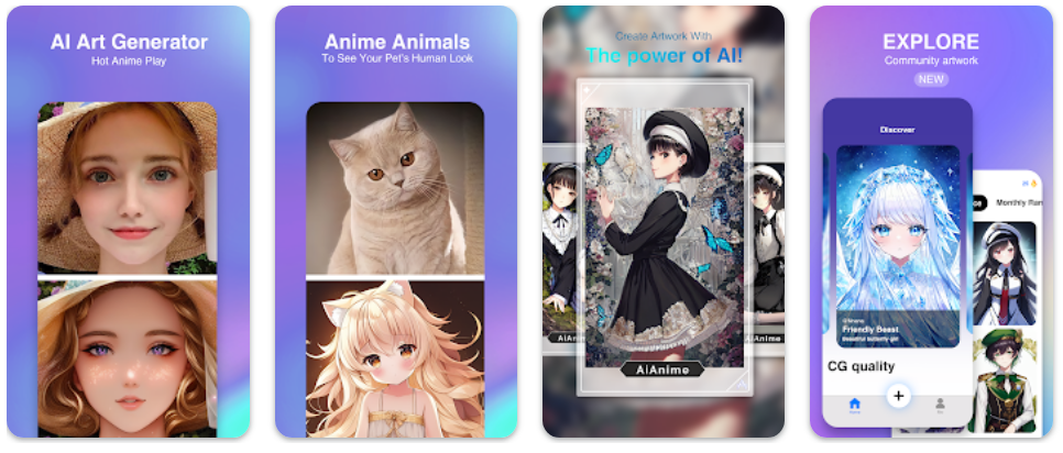 Página de descripción general de anime AI en la App Store