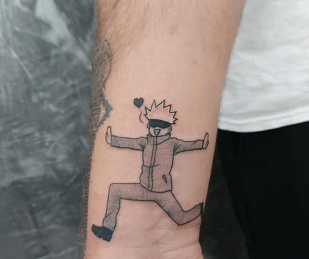 anime outline tattoo on arm