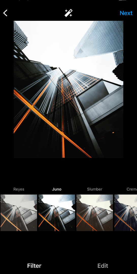 apply the Juno filter in Instagram to an architecture image