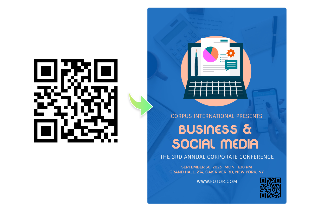 apply the google form qr code on the business conference poster