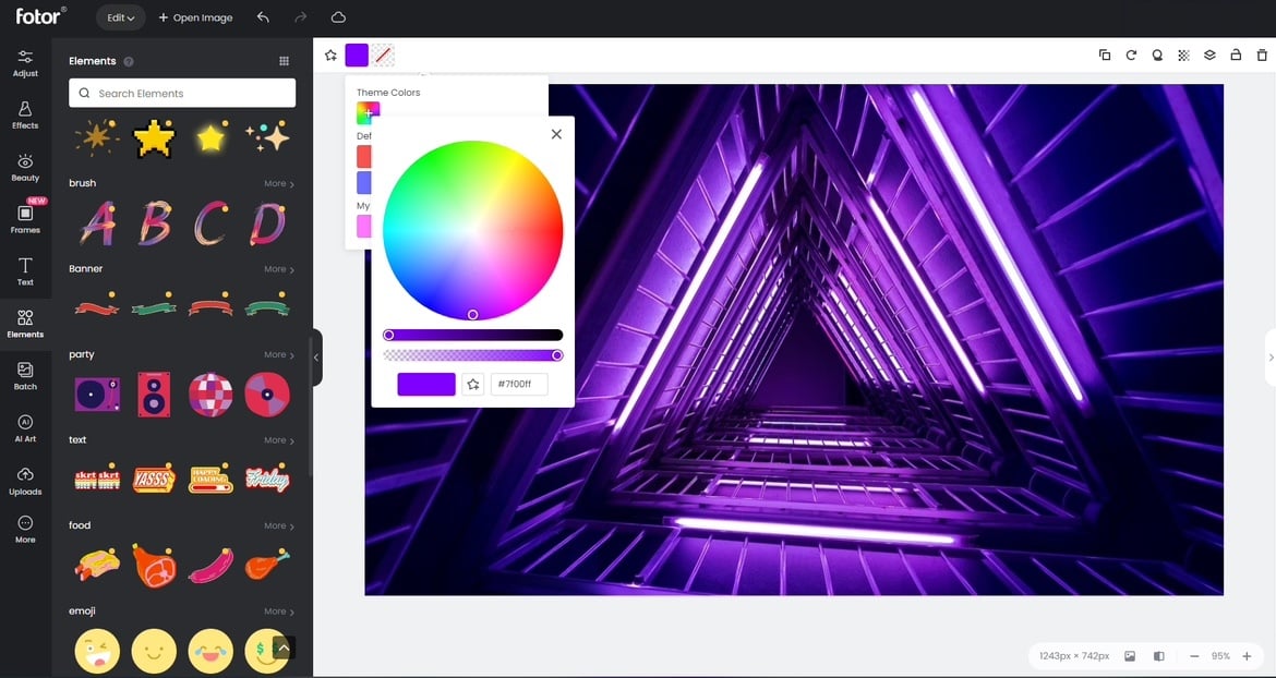 apply violet color in fotor palette generator