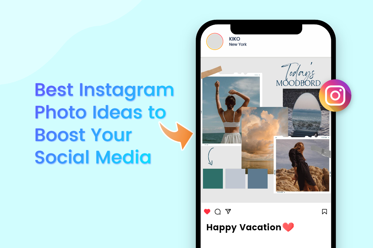 banner of instagram photo ideas with a travel instagram post